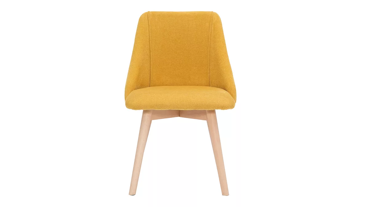 Fauteuil en bois de palmier Tunisie chaises scandinaves en tissu effet velours texture jaune moutarde