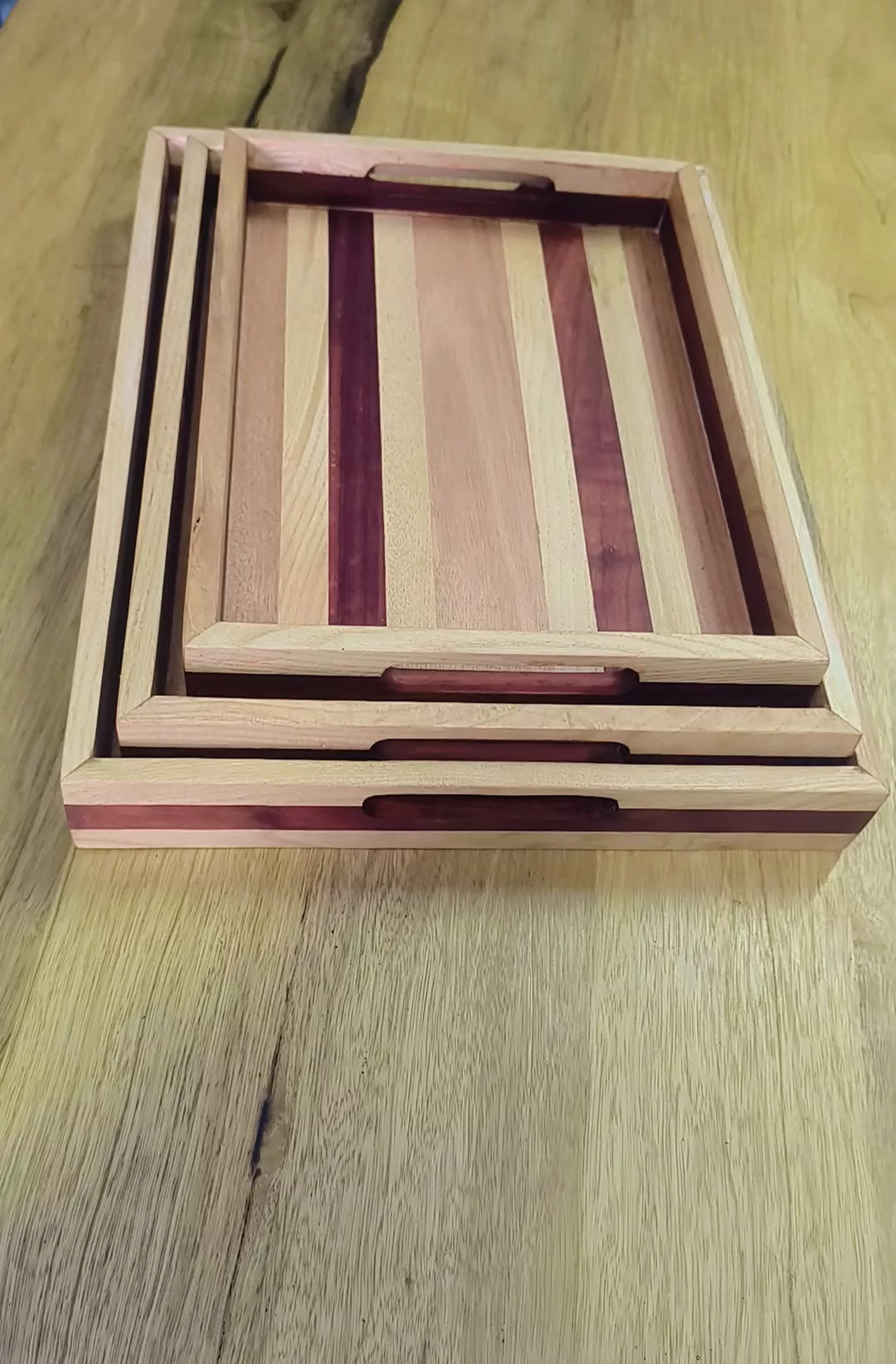 Lot de 3 Plateaux Rectangulaires en Bois Multicolore – Image 5