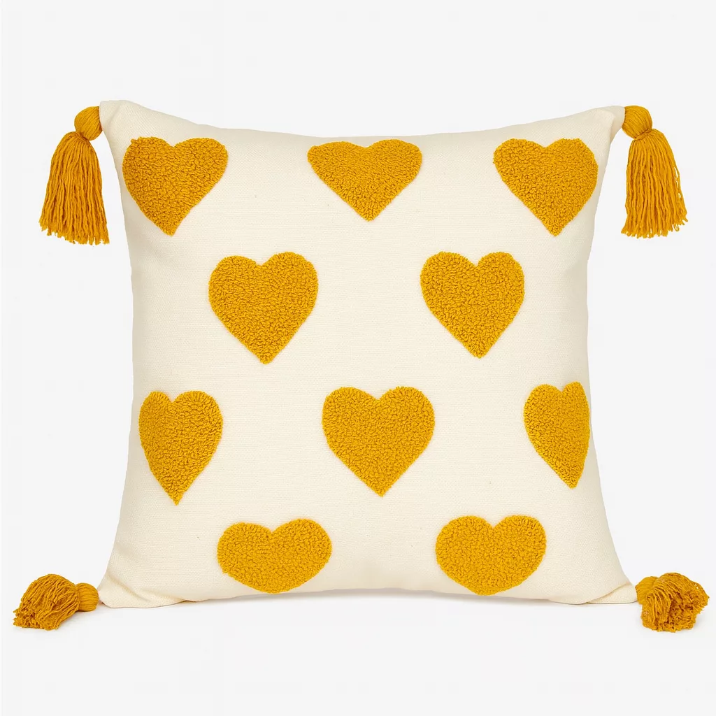 Coussin "AMOUR EN MOUTARDE"