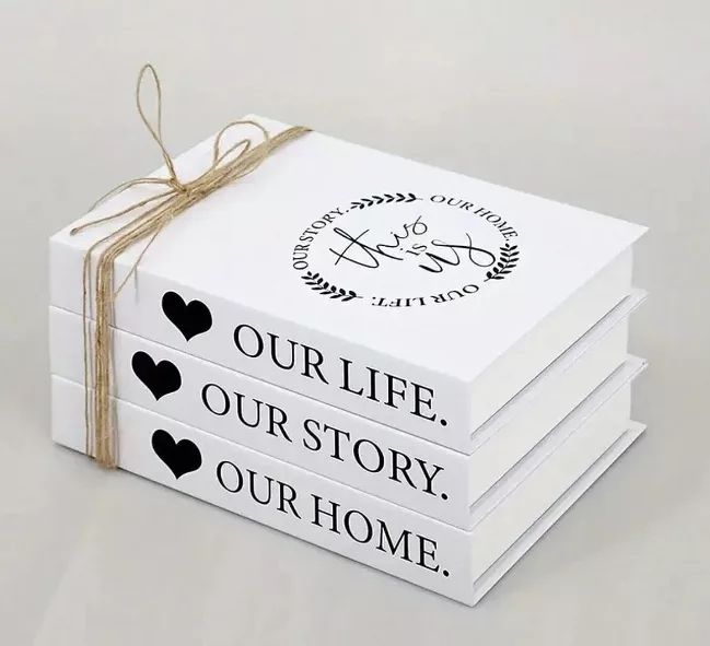 Trio de livres décoratifs "Our Home – Our Life – Our Story"
