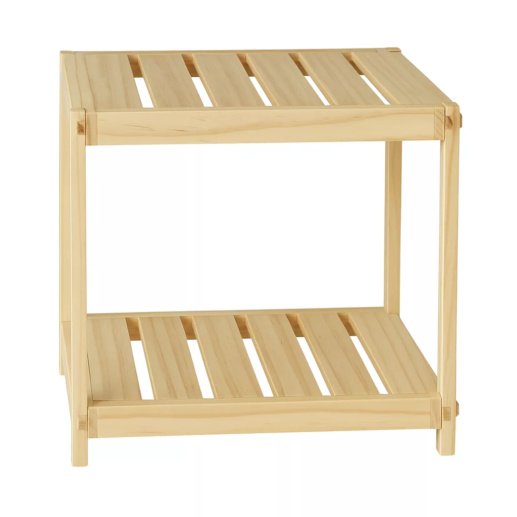 Étagère Basse en Bois Naturel