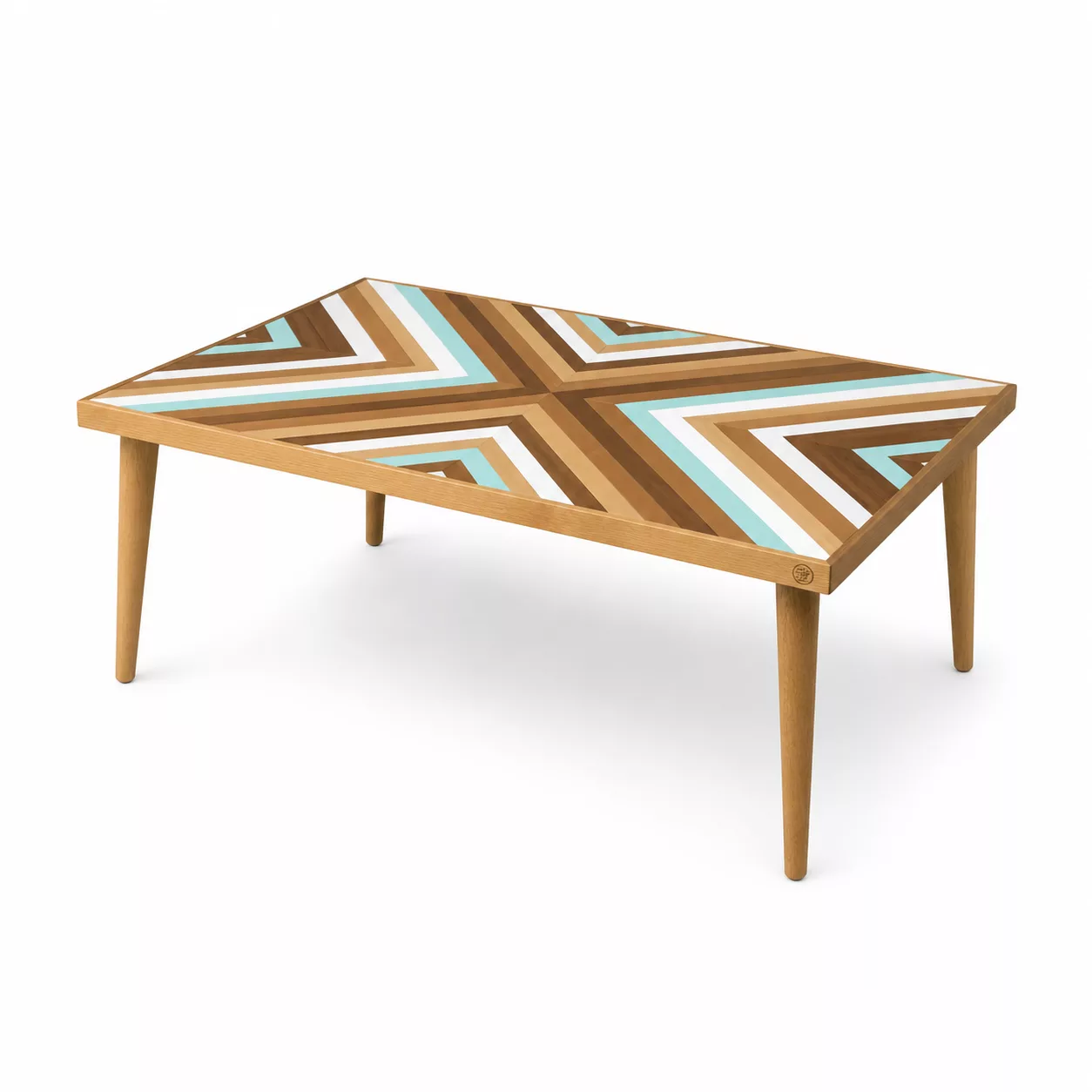 Table basse artisanale bois rouge unique