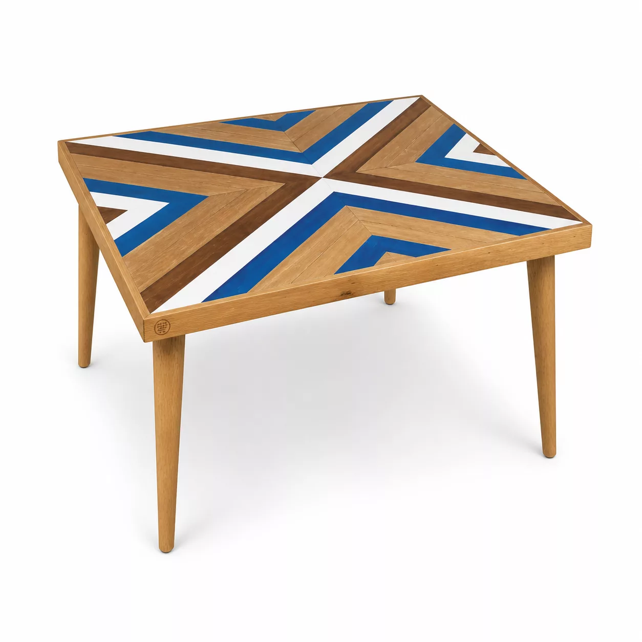 Table Basse Bois Rouge Chevrons Artisanale Unique