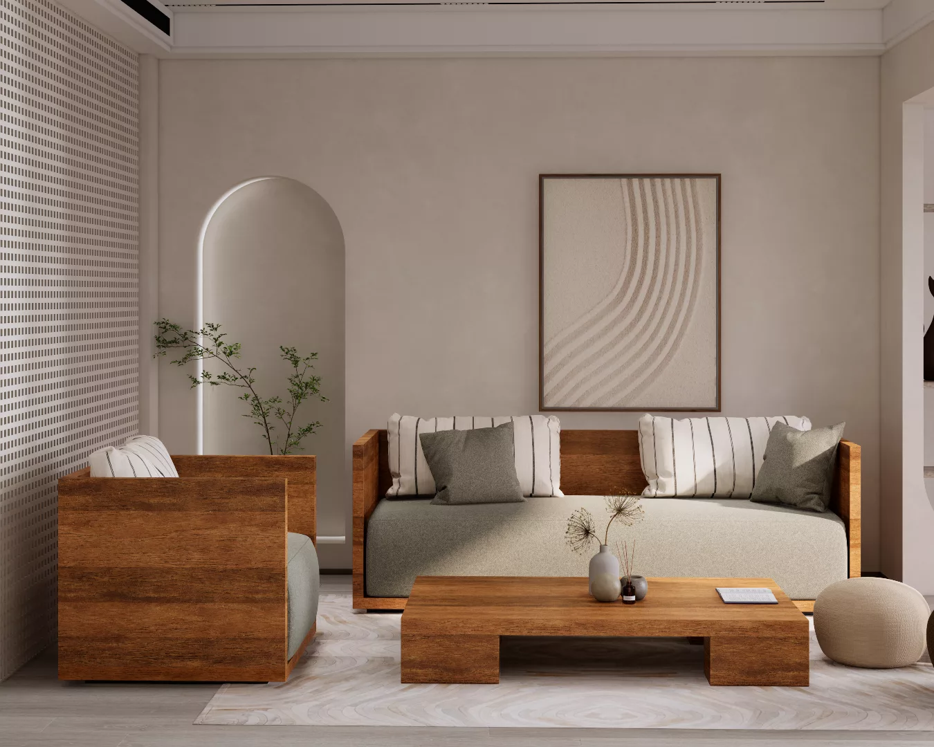 Salon en bois de palmier 6 places – Image 3