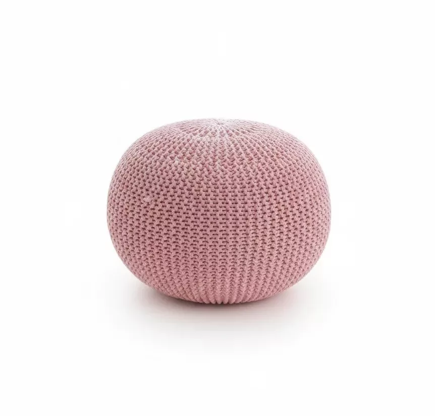 Pouf Rond en Maille Tricotée en Tunisie