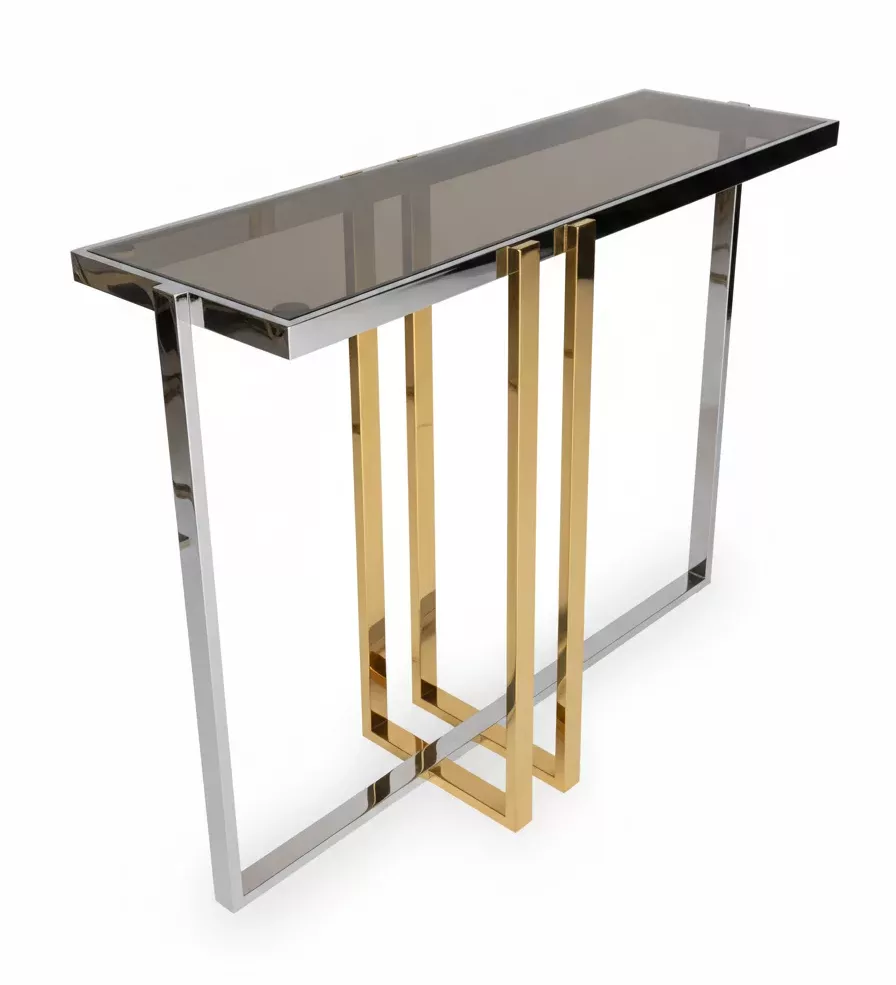 Console Design 100 % Inox – Bicolore Doré & Argenté