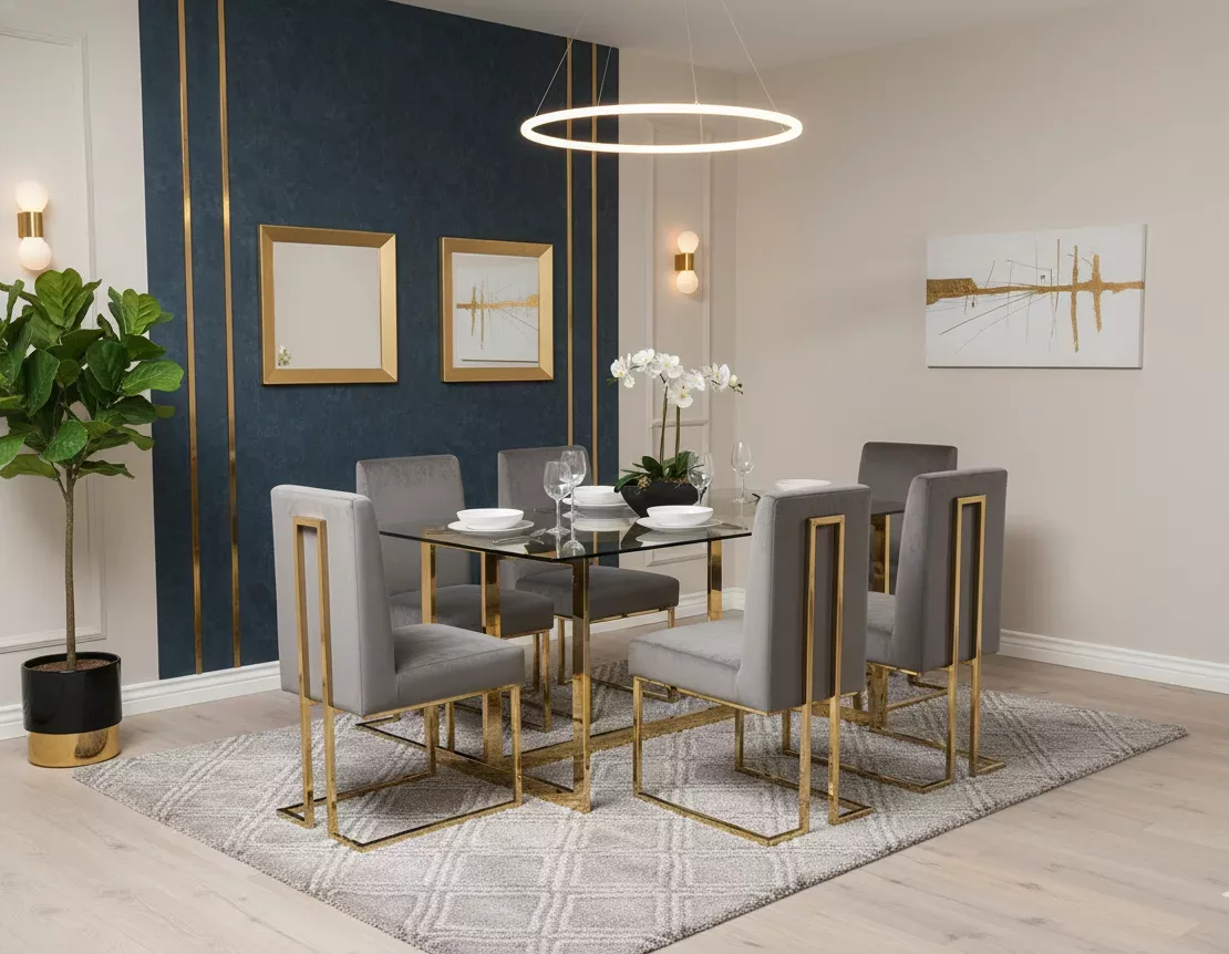 Ensemble salle à manger luxe 100 % Inox – Image 2