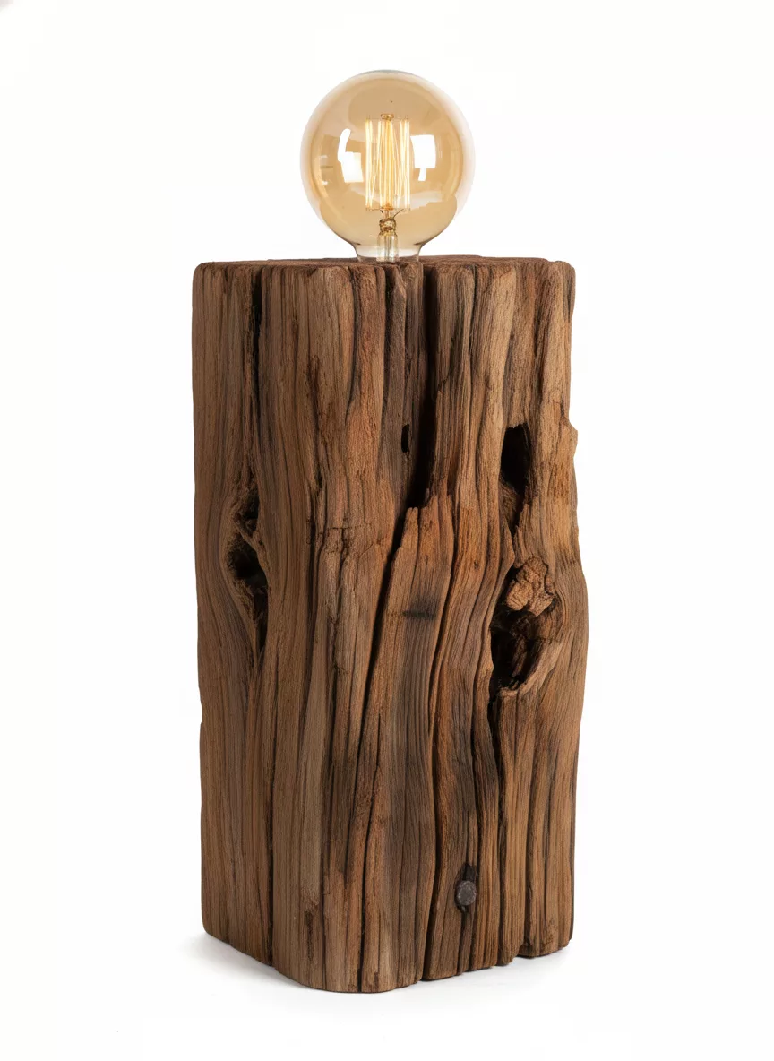 Lampe Bois Brut
