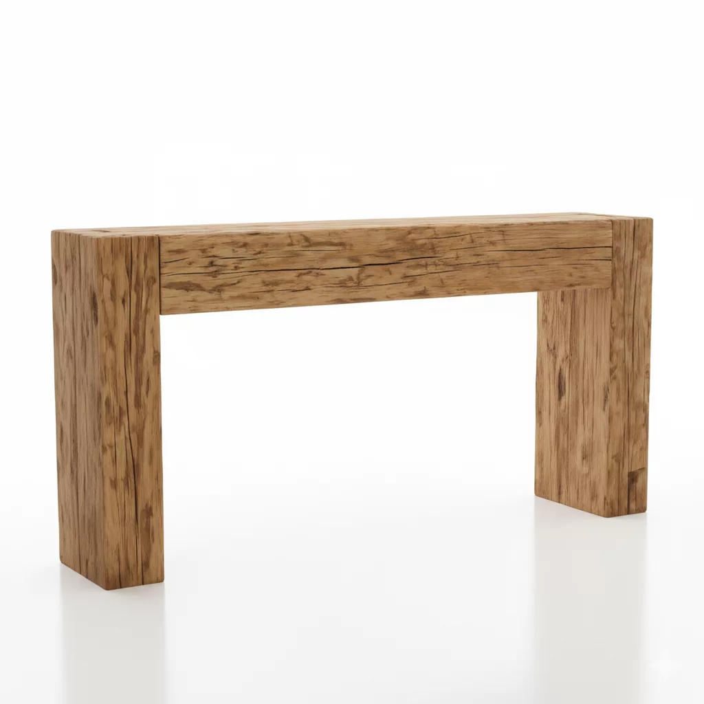 Console en bois rouge brut