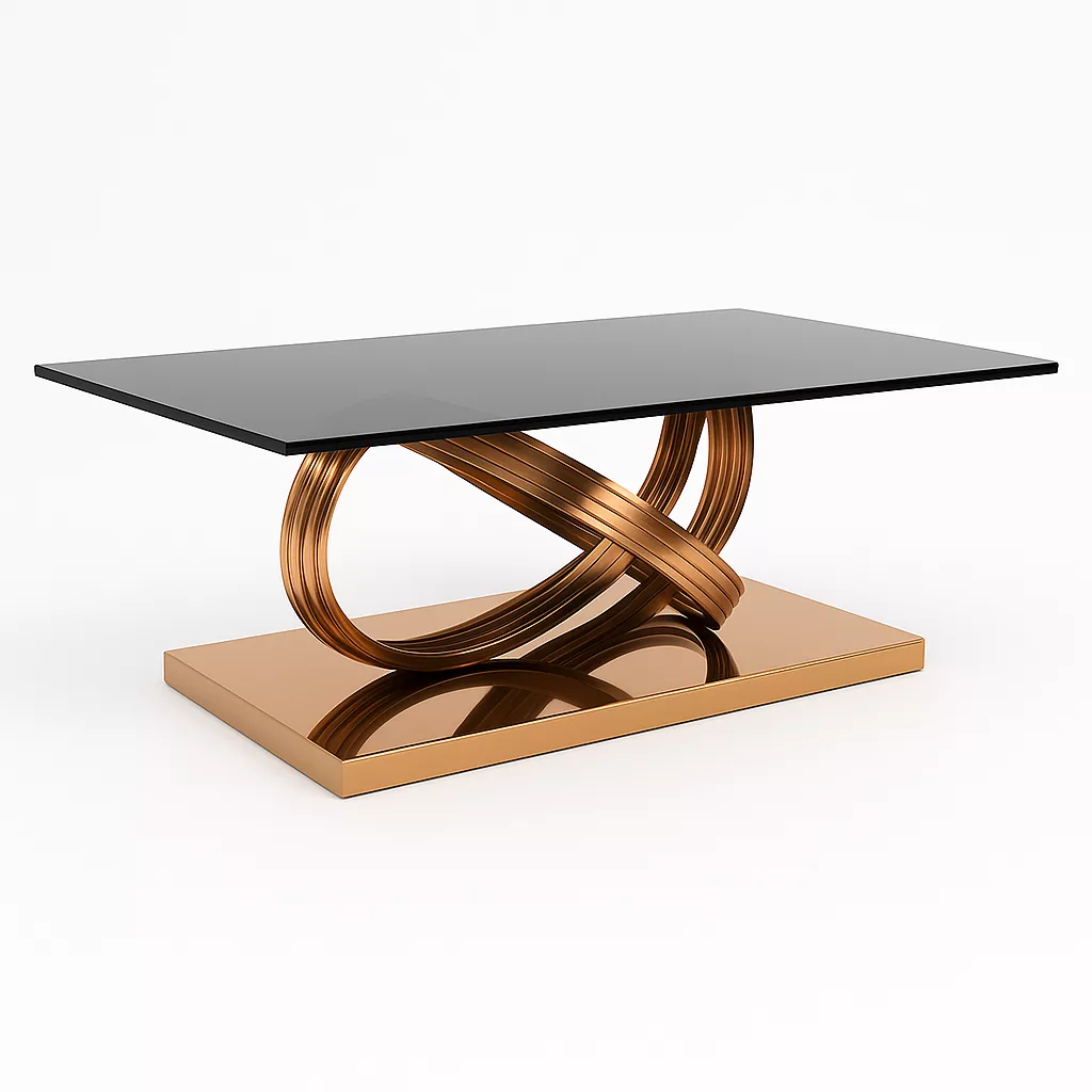 Table Basse Carrée de Luxe, Design Géométrique Bicolore