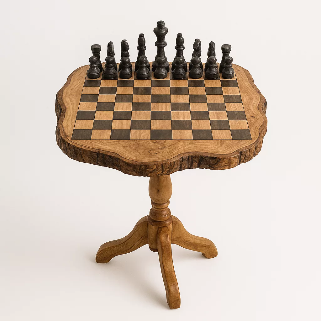 Table d’Échecs Artisanale en Bois d’Olivier