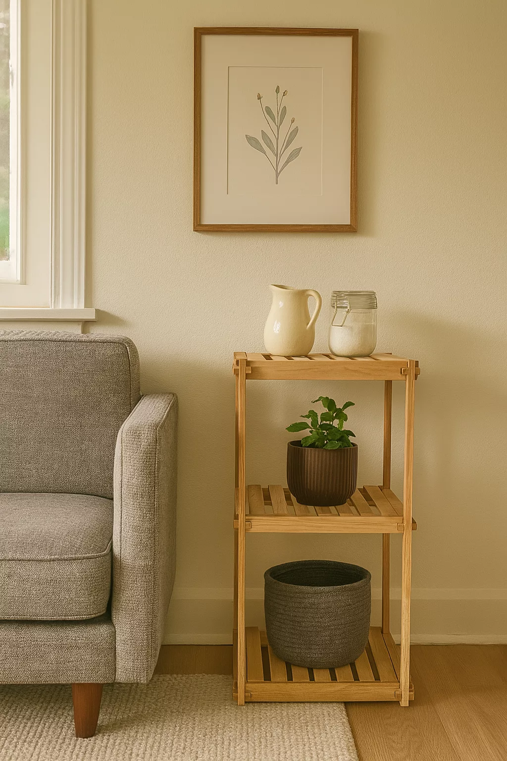 Étagère de Rangement en Bois 3 Niveaux – Style Naturel – Image 2