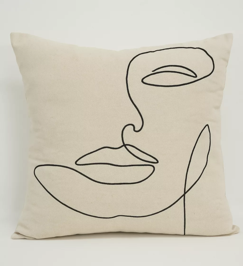 Coussin décoratif visage abstrait - 45 x 45 cm