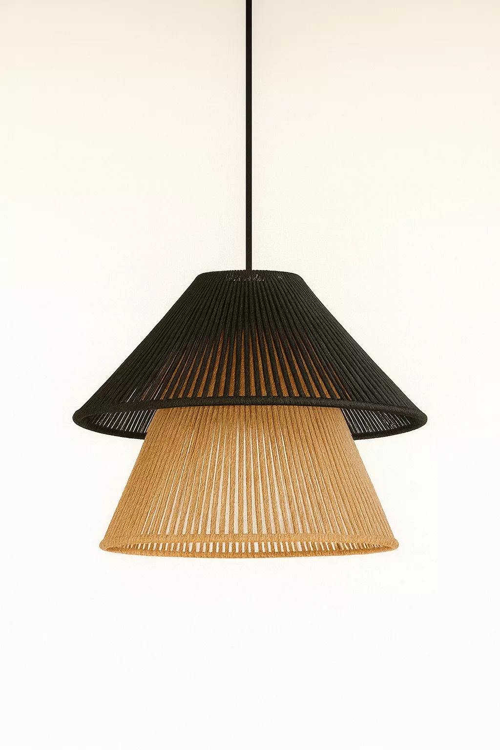 Suspension double abat-jour en corde