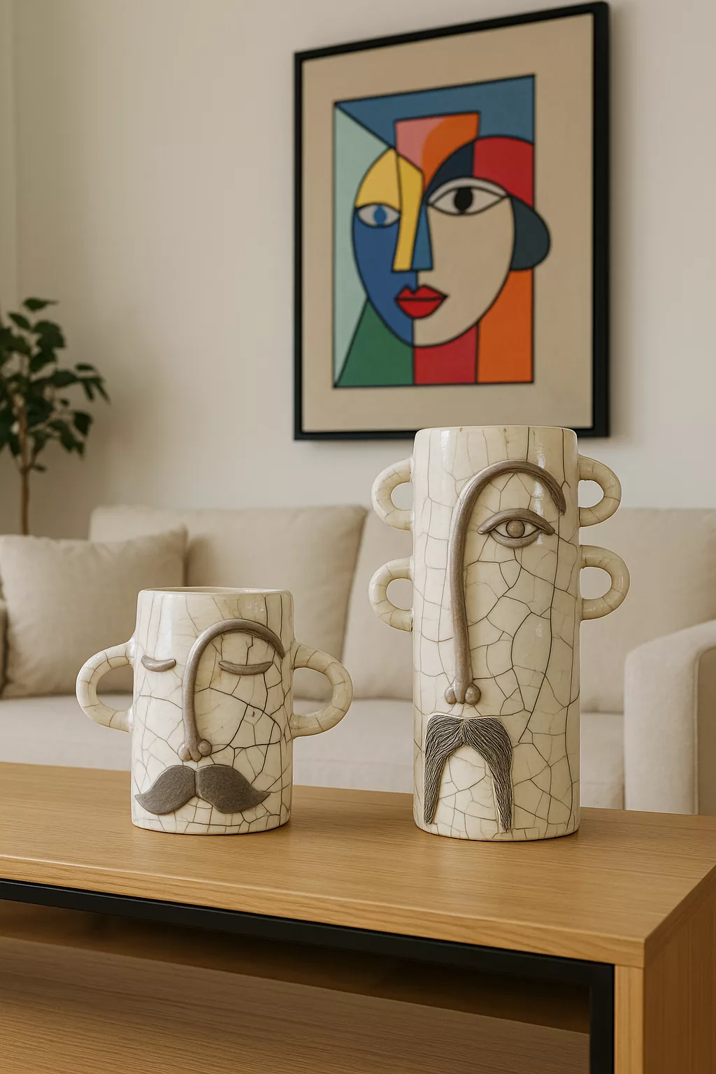 Vase visage en céramique craquelée 02 – Image 5