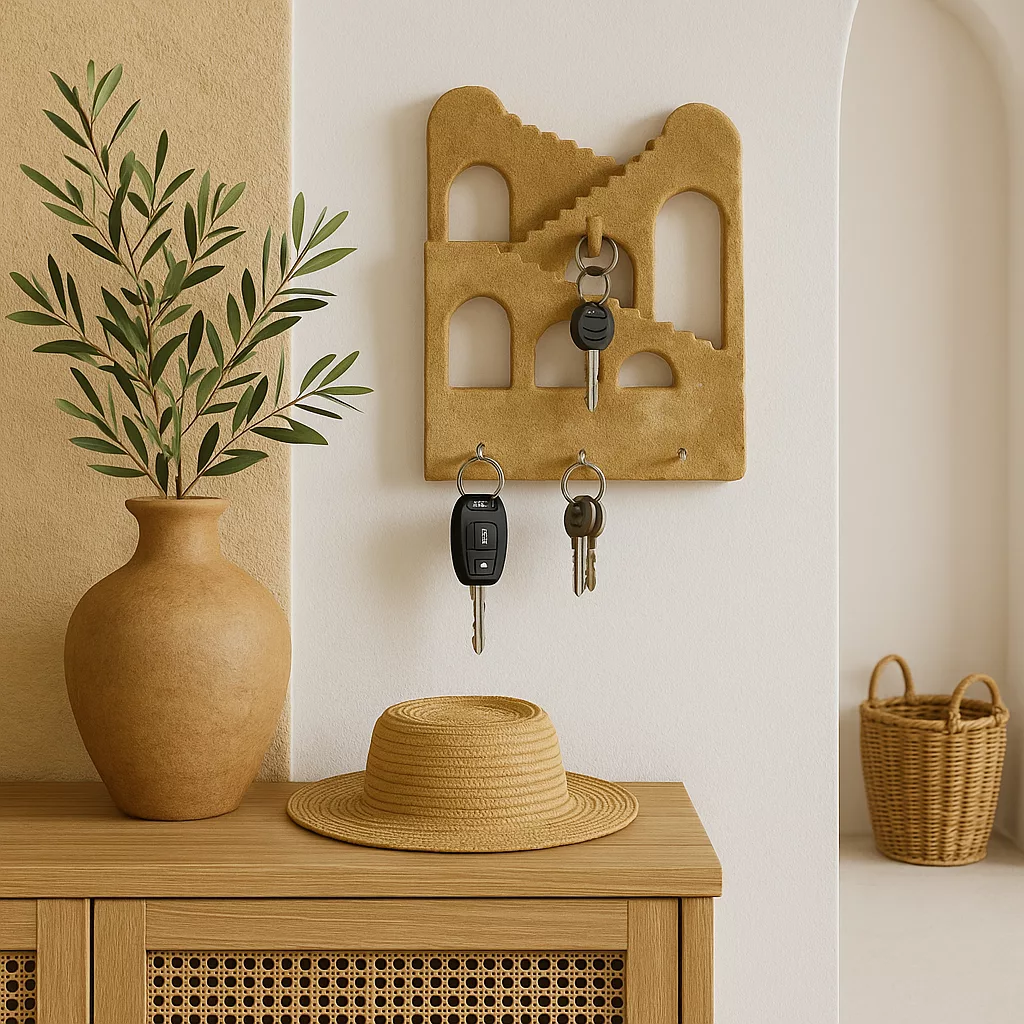 Porte-clés mural artisanal - Arcades de Médina - finition terre – Image 2