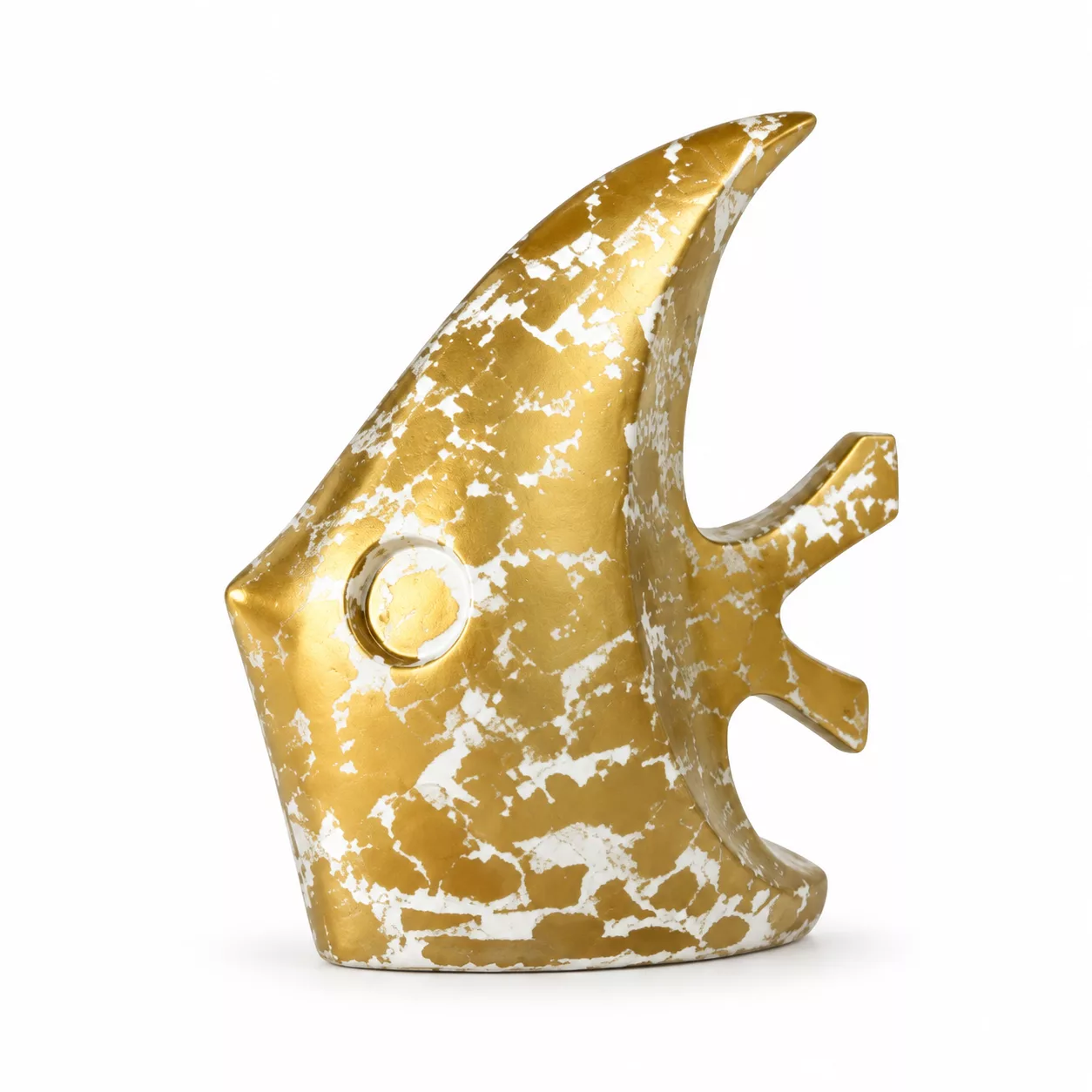 Poisson Sculptural Doré & Blanc - Design contemporain en résine