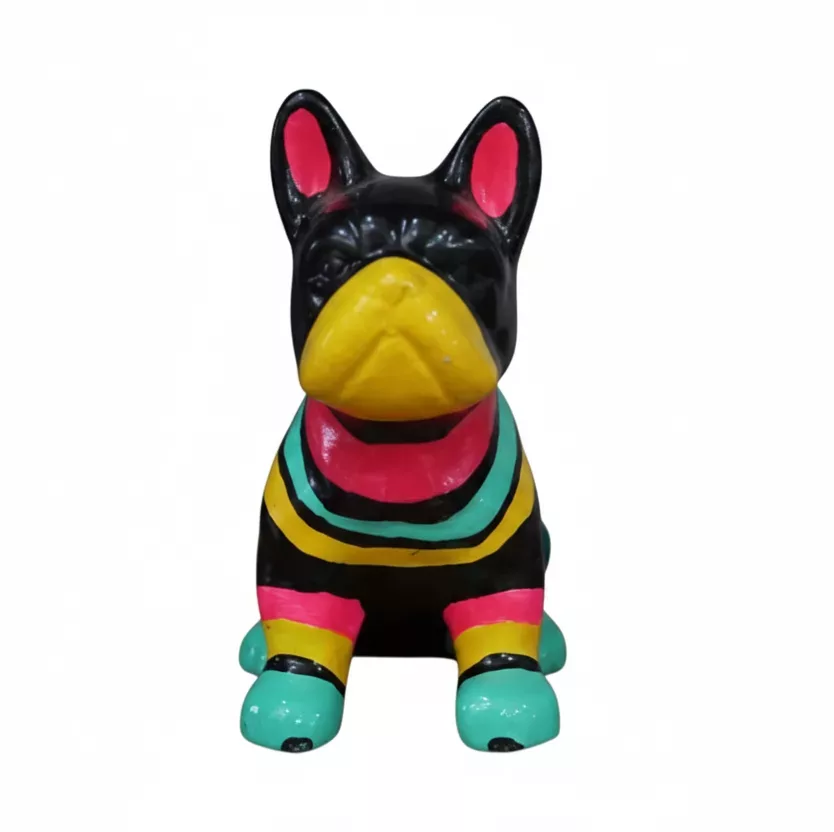 Statuette Bulldog multicolore en résine