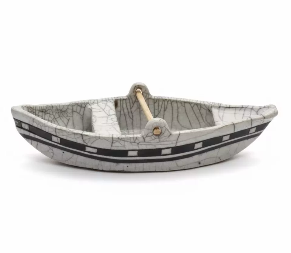 Bateau sculpture en raku artistique