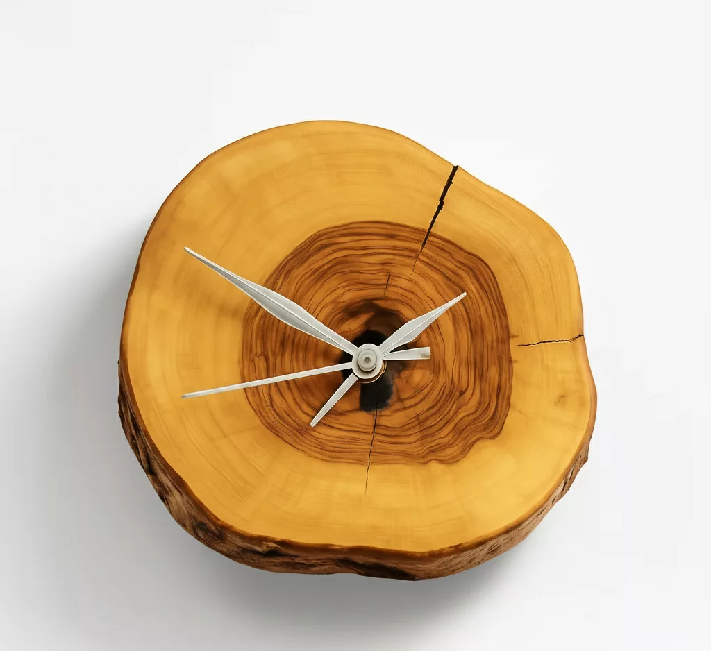 Horloge Murale en Bois Naturel – Tronc d’Arbre Design Rustique