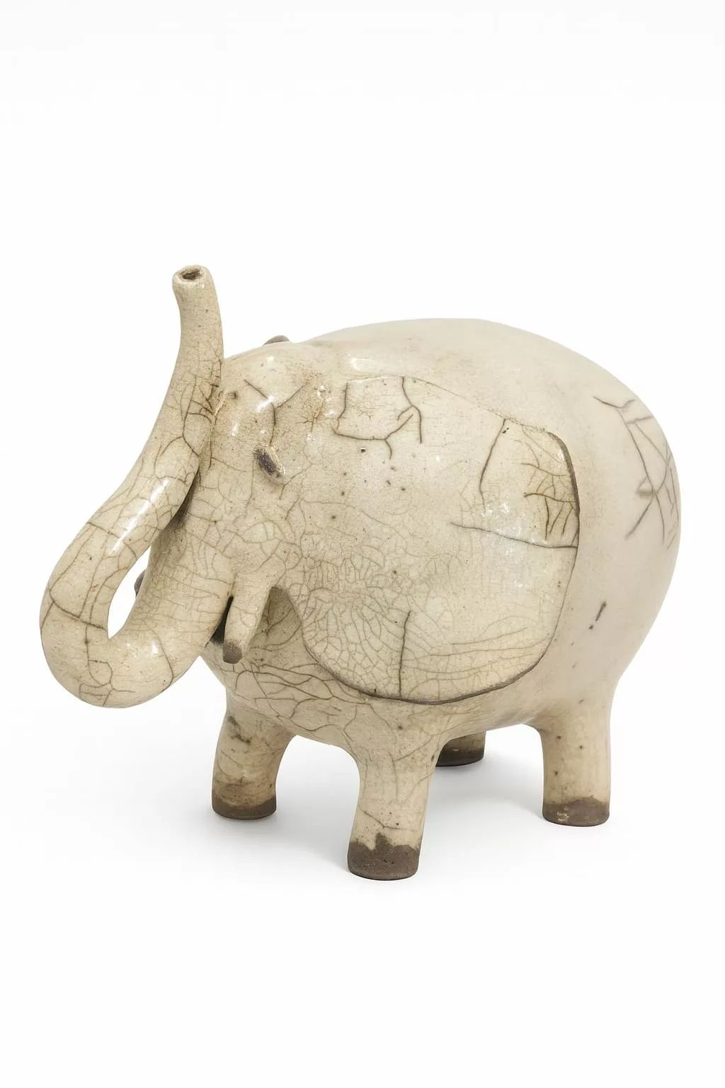 Statuette éléphant en céramique artisanale – effet craquelé