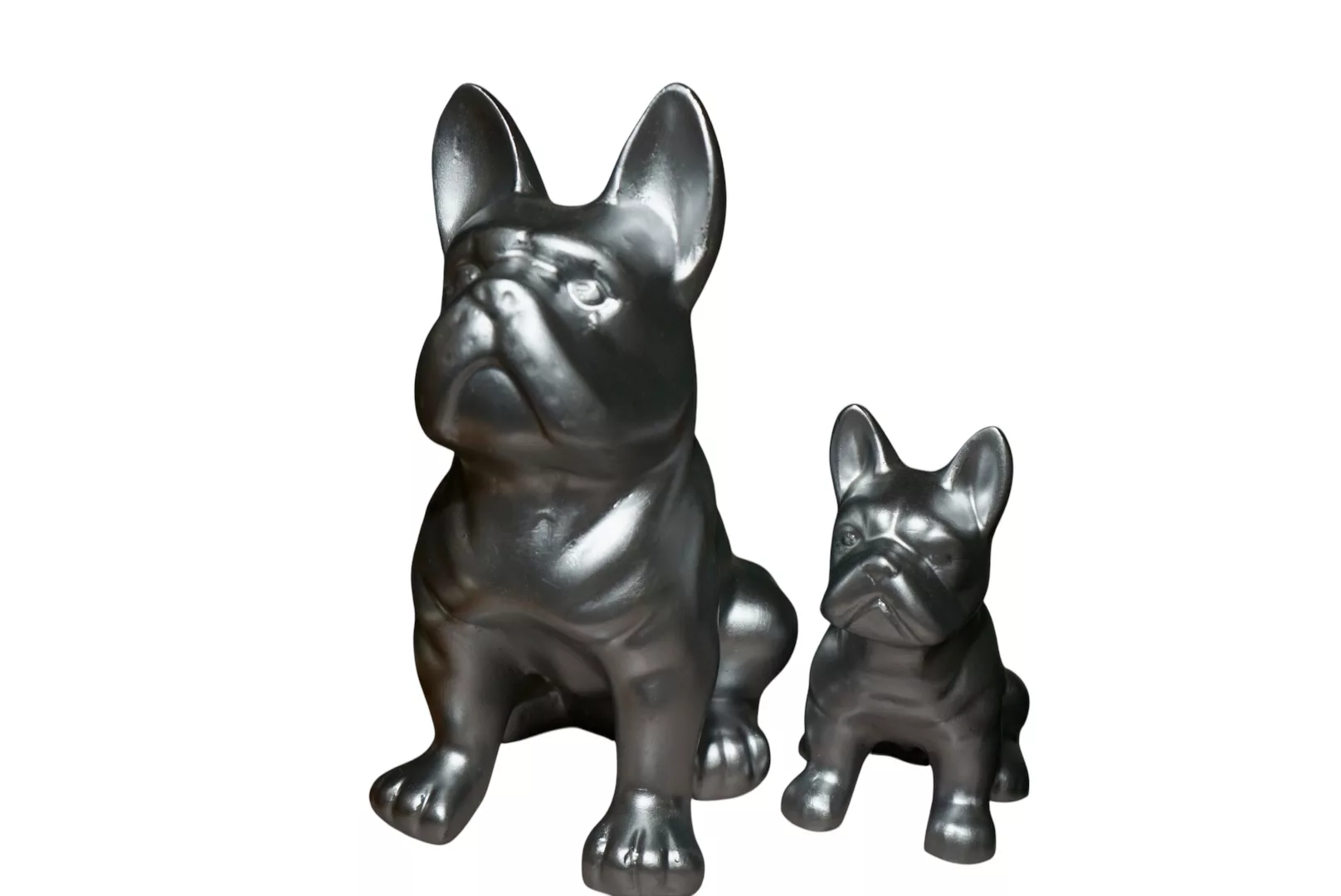 Duo Statuettes Bulldog décoratives en argent