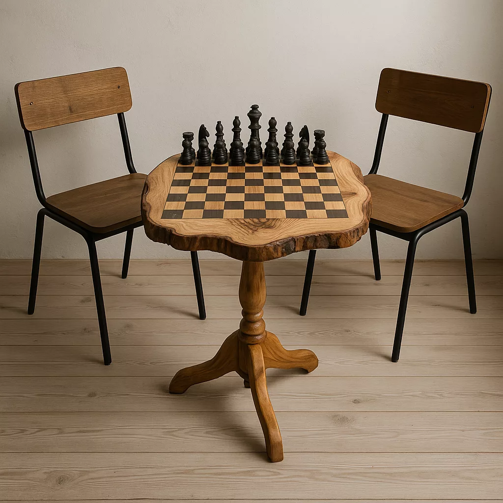 Table d’Échecs Artisanale en Bois d’Olivier – Image 2
