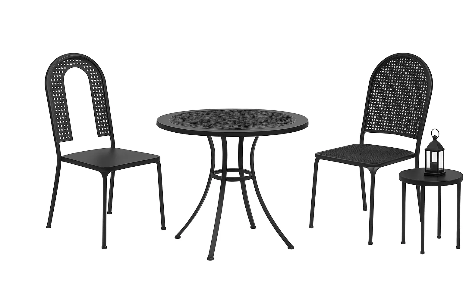 Ensemble Bistro Métallique – Table Ronde & 2 Chaises