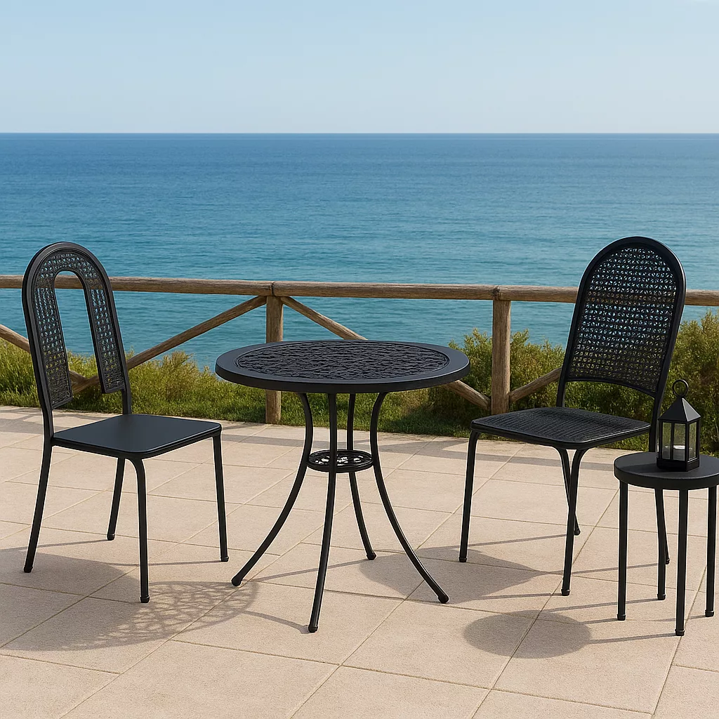 Ensemble Bistro Métallique – Table Ronde & 2 Chaises – Image 2