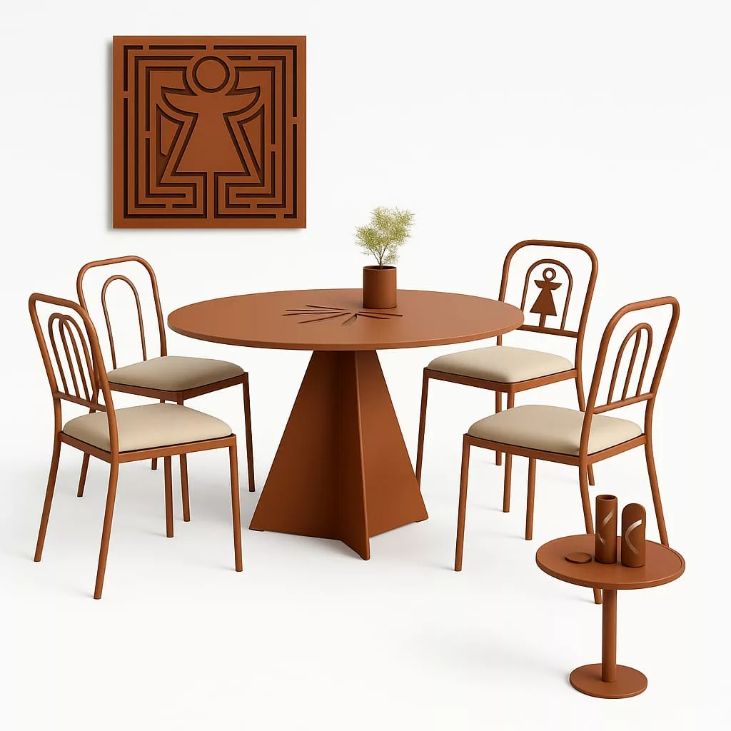 Ensemble Salle à Manger Design – Table Ronde & 4 Chaises