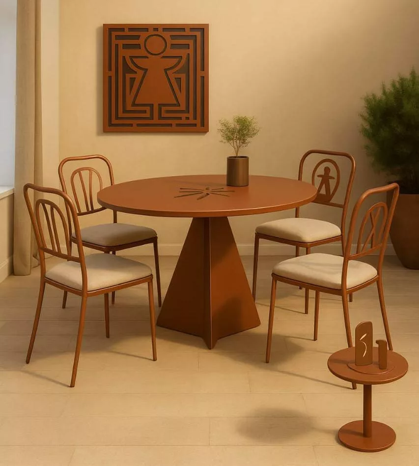 Ensemble Salle à Manger Design – Table Ronde & 4 Chaises – Image 2