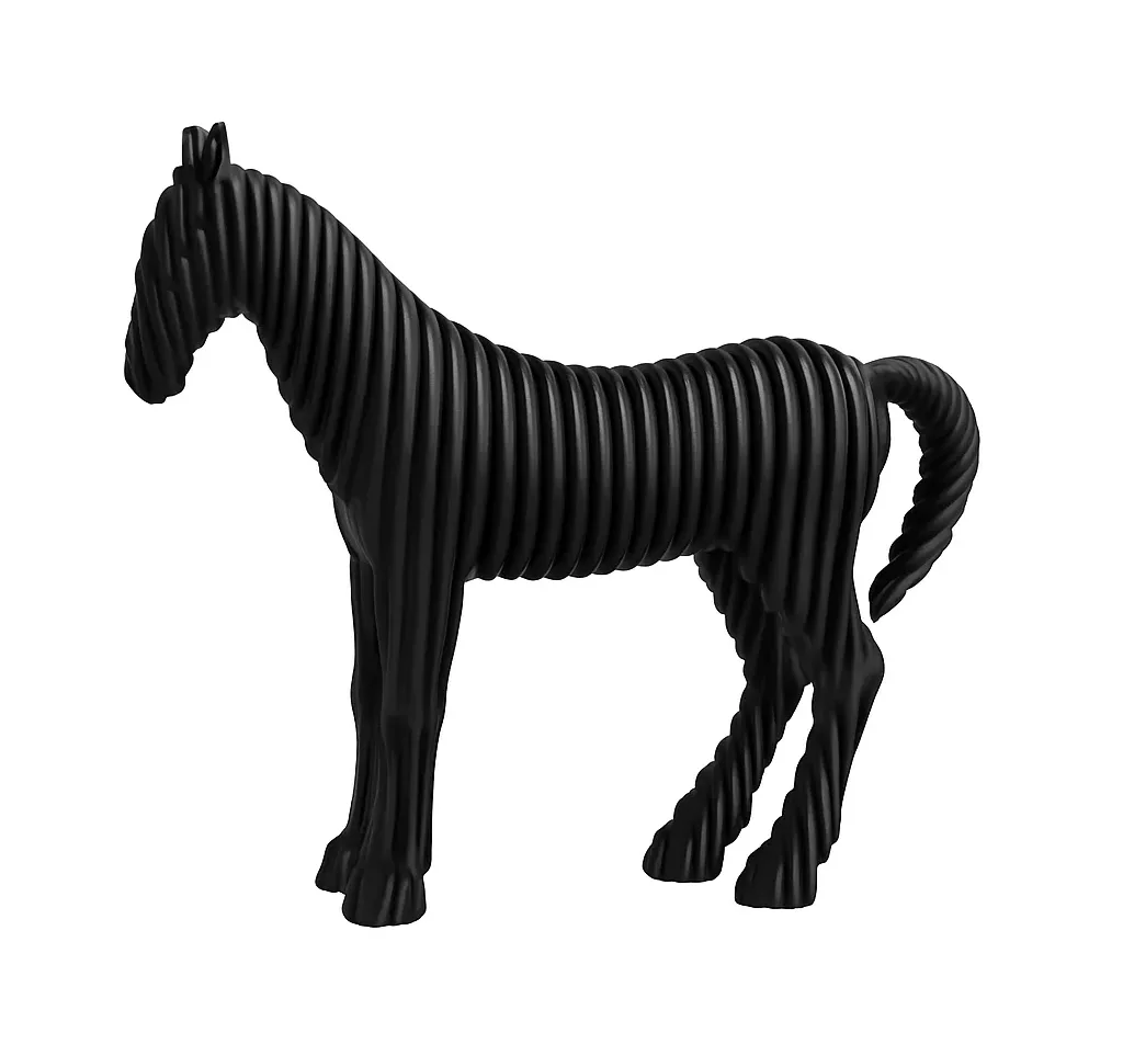 Sculpture Cheval Noir Design Ajouré