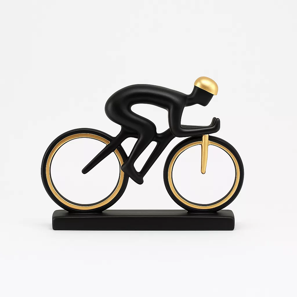 Sculpture Cycliste Moderne Noir & Or