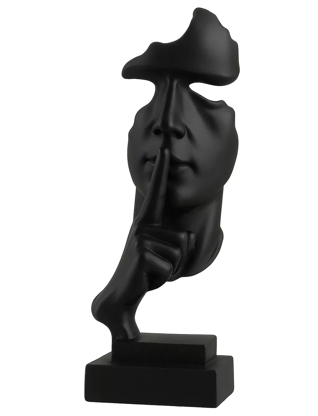 Statuette Visage Abstrait Noir Silence