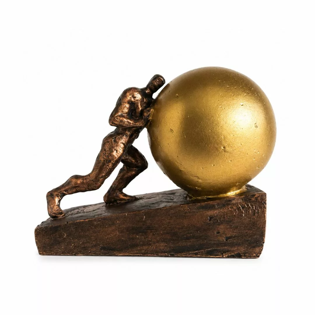 Statuette décorative – Homme poussant une sphère dorée