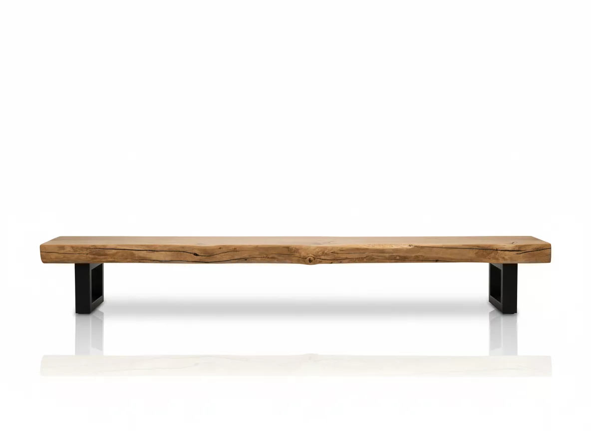 Meuble TV en Bois de frêne & Pieds Métalliques – Style Industriel Chic