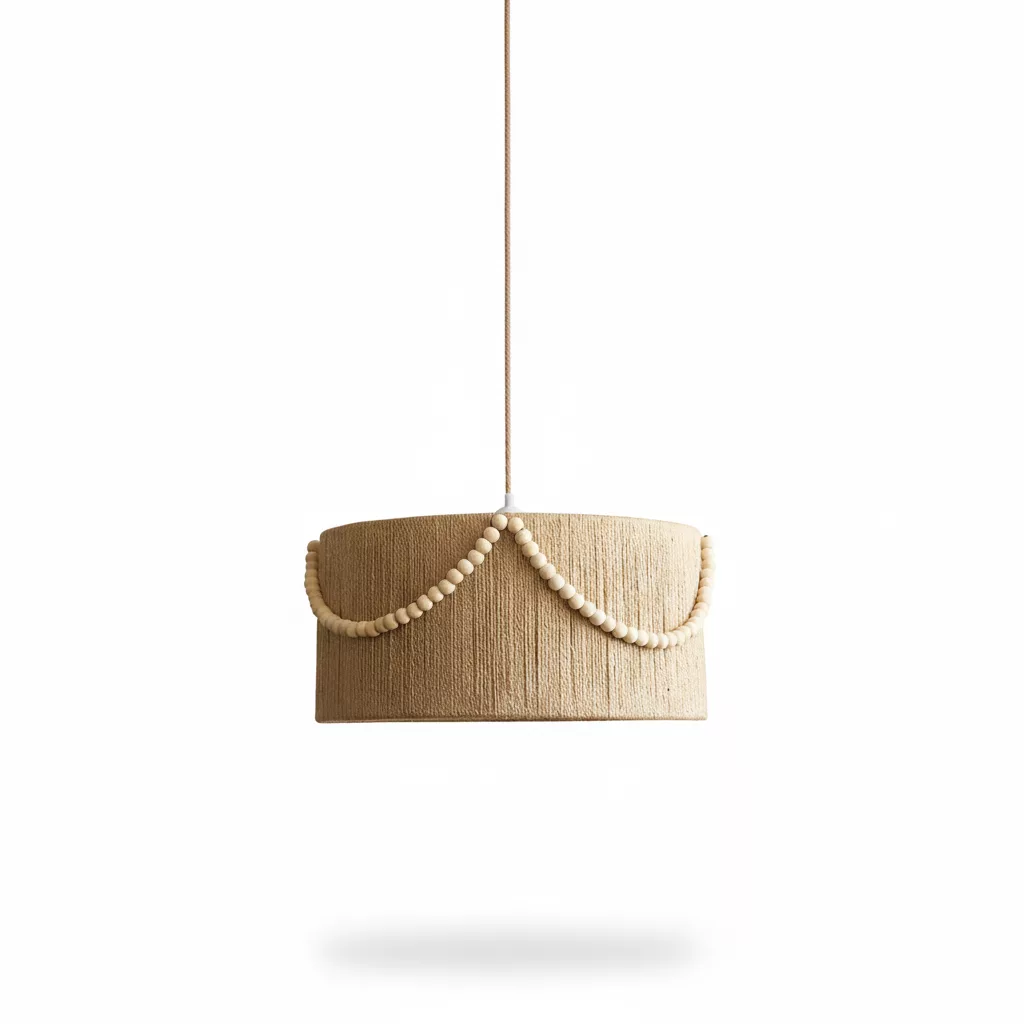 Suspension “Perle Bohème” – Corde Naturelle & Perles en Bois