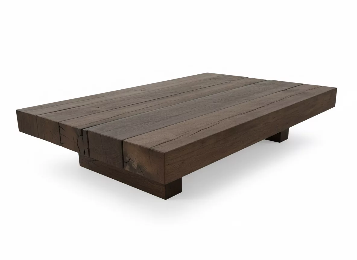 Table Basse en Bois Rouge – Design Brut & Minimaliste