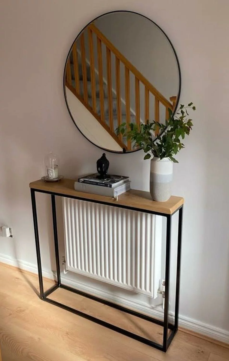 Ensemble Élégance Épurée : Console Bois Naturel & Miroir Rond Minimaliste – Image 3