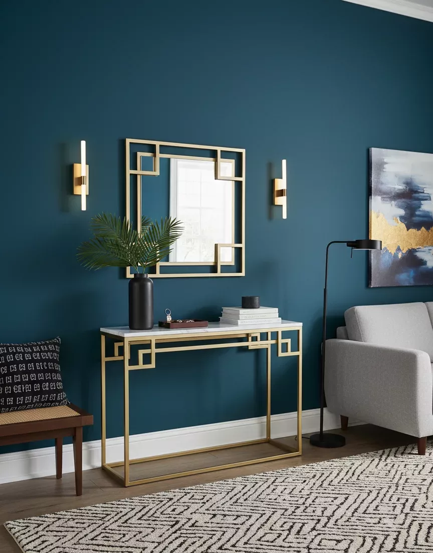 Ensemble Console et Miroir Géométrique Doré – Image 2