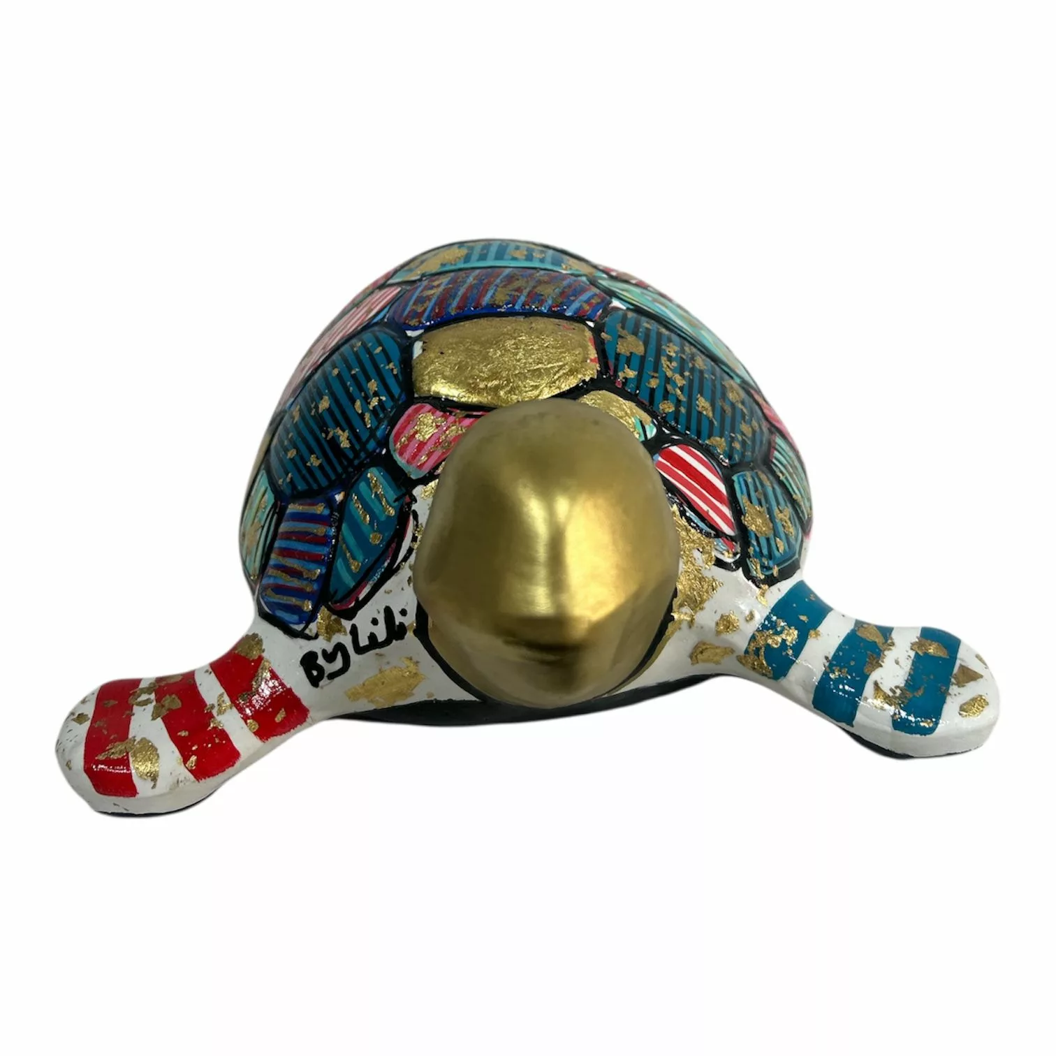 Tortue Pop Art Dorée – Sculpture décorative en céramique – Image 5