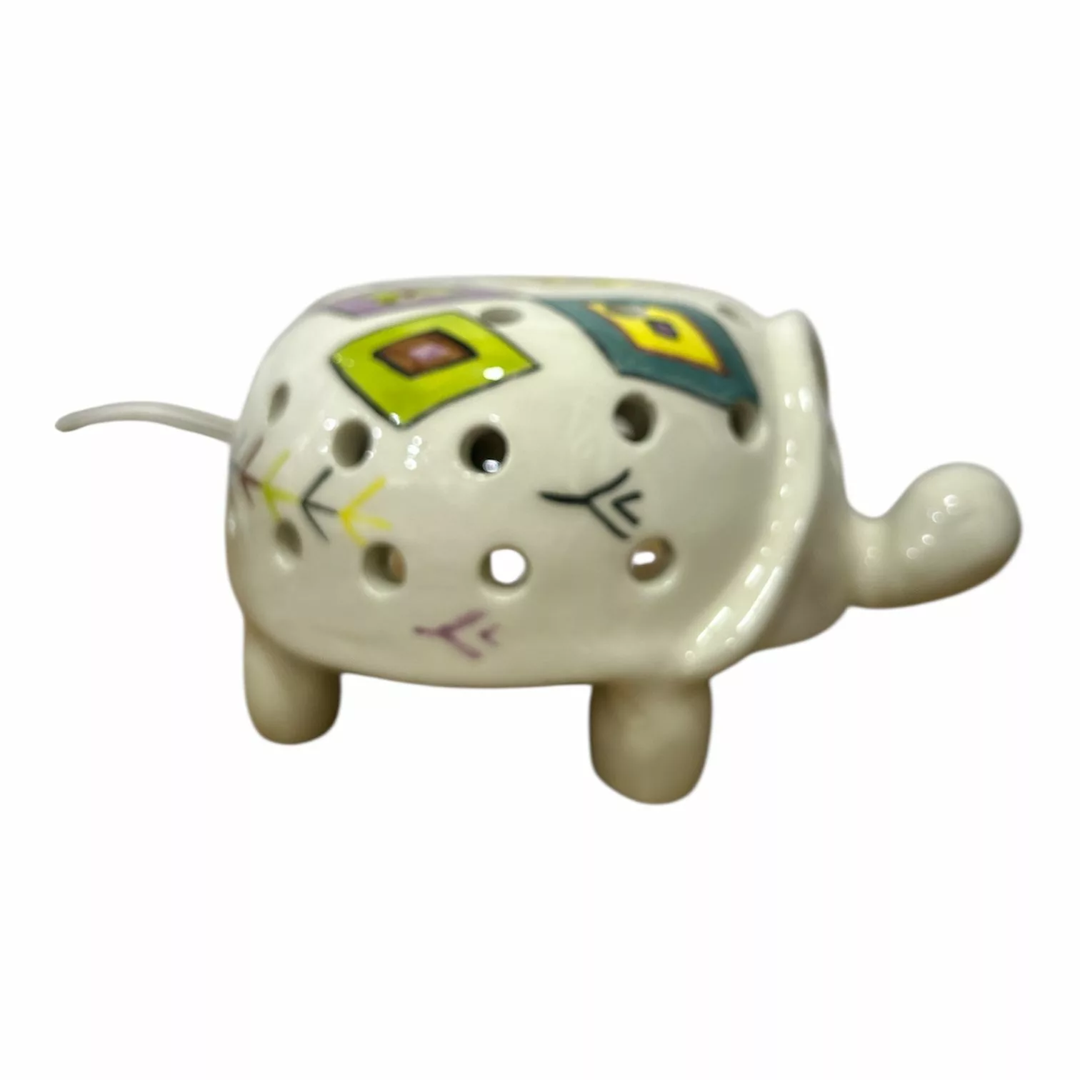 Lampe tortue lumineuse “Géométrie Bohème” en céramique ajourée – Image 5