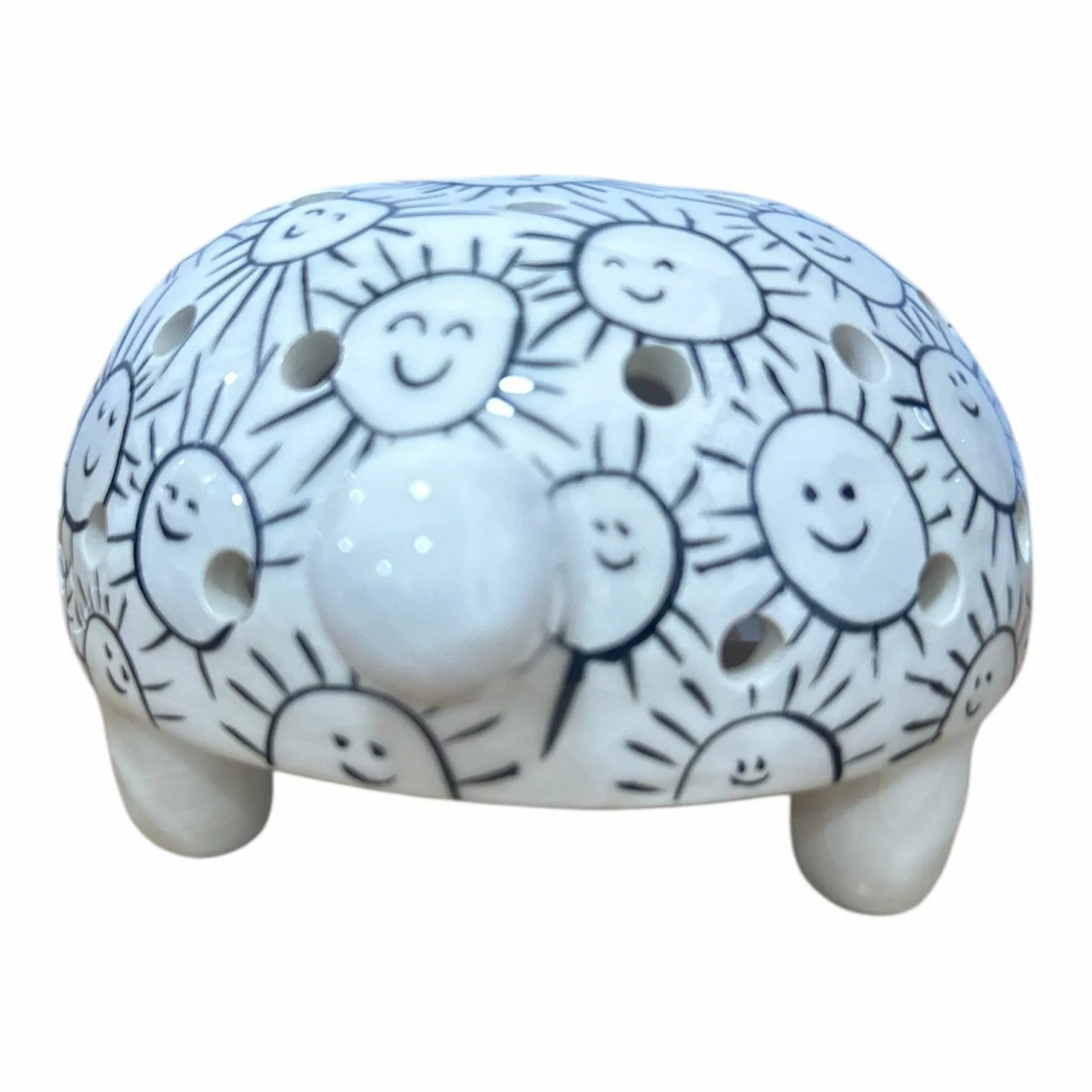 Lampe tortue “Soleil Joyeux” en céramique ajourée – Image 5