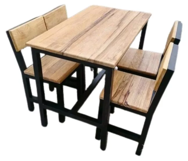 Ensemble Table et 4 Chaises Compact Style Industriel