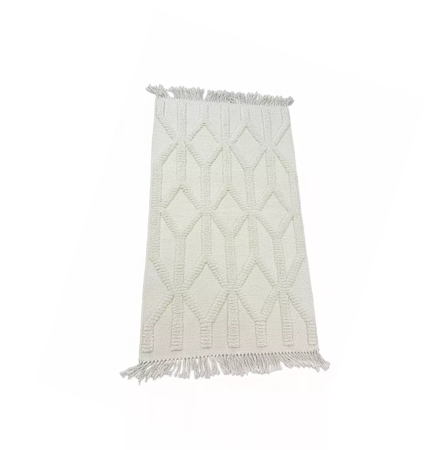 Tapis Géométrique à Reliefs Crème Tunisie Tapis Géométrique à Reliefs Crème Tunisie