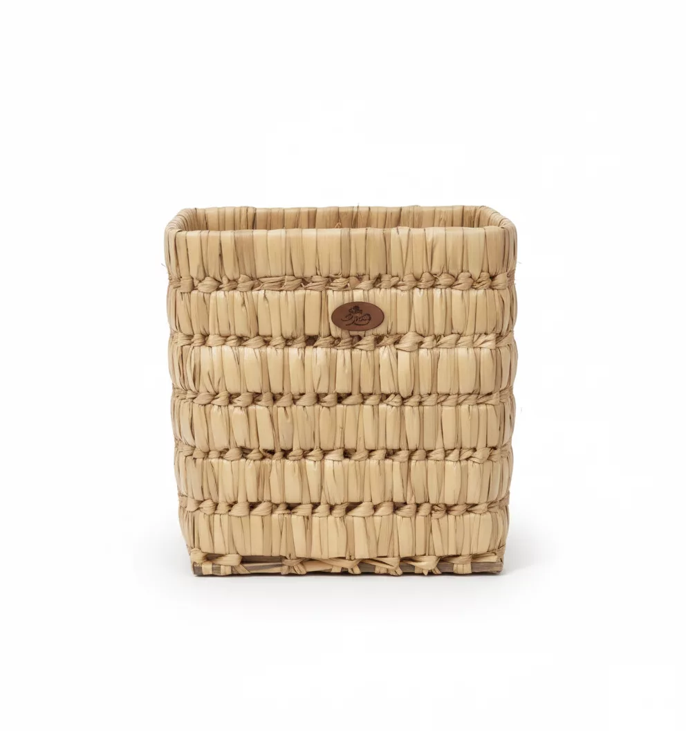 Panier rectangulaire Haut Tressé en Fibre Végétale