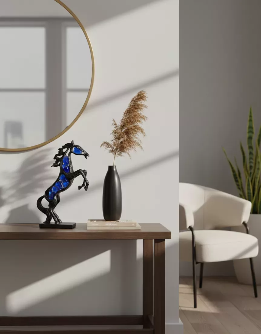 Statuette Cheval Cabré "Éclats d’Azur" – Art Abstrait – Image 2