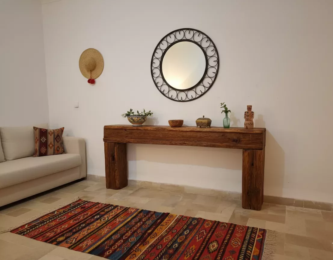 Console en bois rouge brut – Image 3