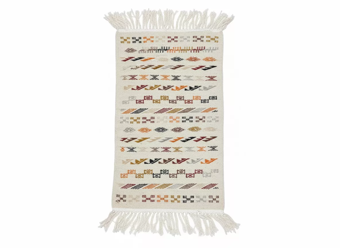 Tapis Berbère Artisanal en Laine à Motifs Géométriques Colorés