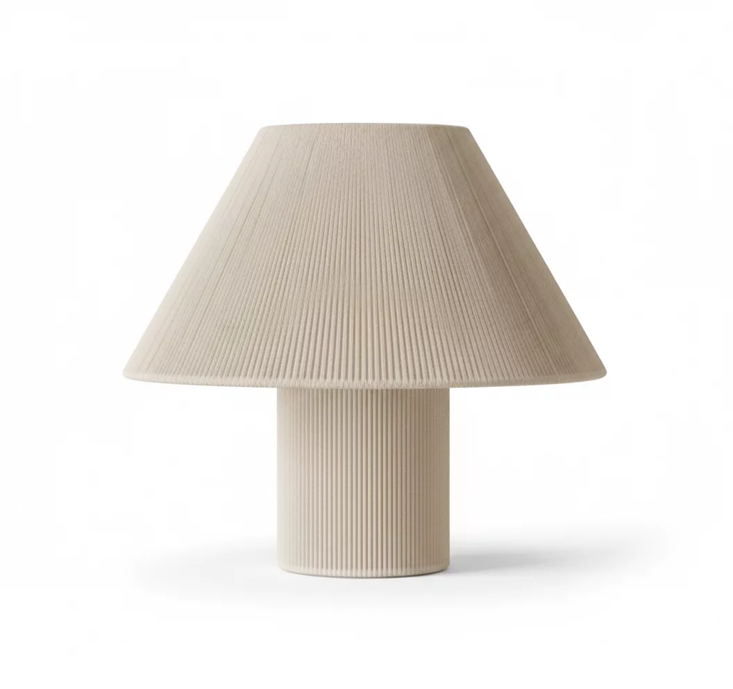 Lampe à Poser Design en Céramique Striée – Beige Sable – Style Scandinave
